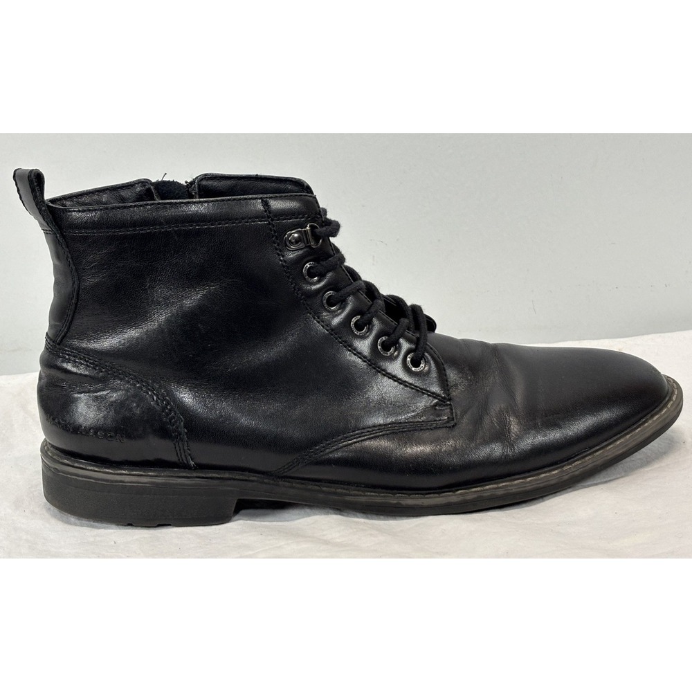 Mark Nason Ottomatic Sidecar Leather Boots Mens 11.5 Black Lace Up Side Zip READ